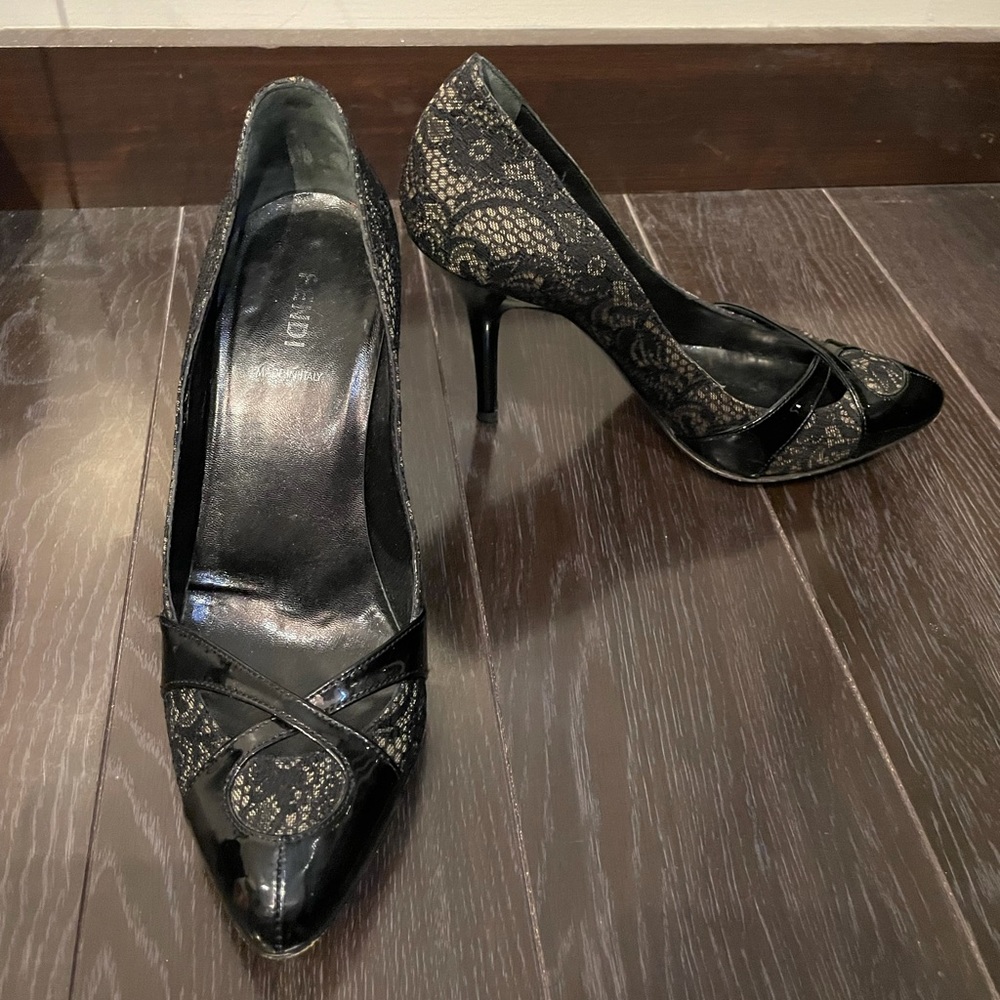 Fendi Patent Leather with Lace Detail Size 38